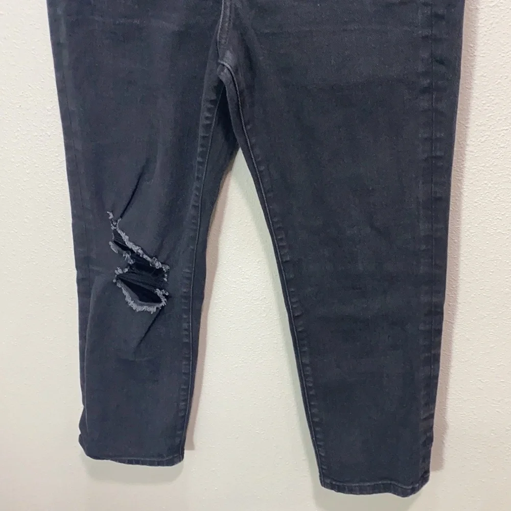 Express slim super high rise distressed jeans in black - Picture 3 of 14